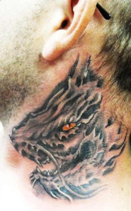 Japanese Panther Neck Tattoo