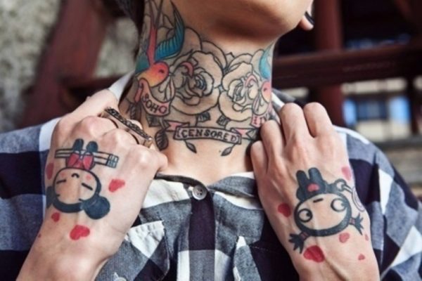 Japanese Roses Tattoo On Neck