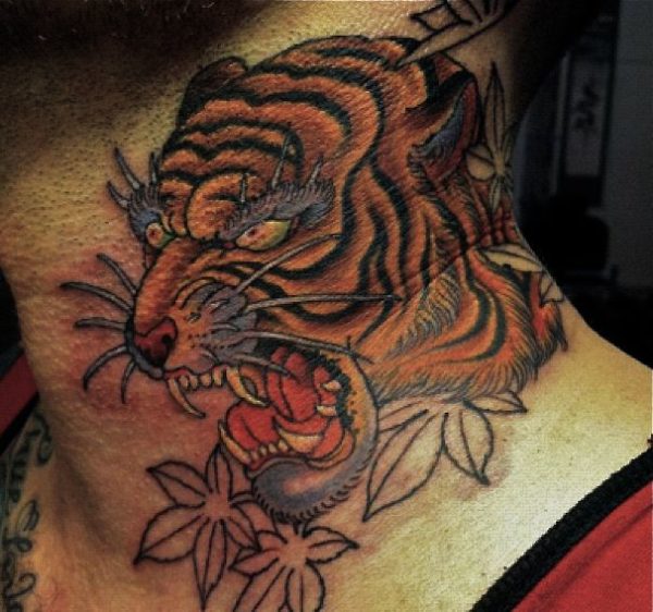 Japanese Tiger Neck Tattoo