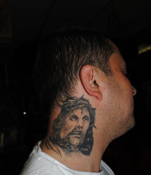 Jesus Christ Tattoo On Neck