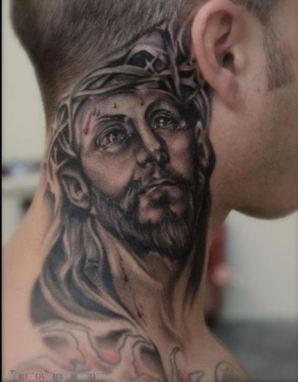 Jesus Neck Tattoo
