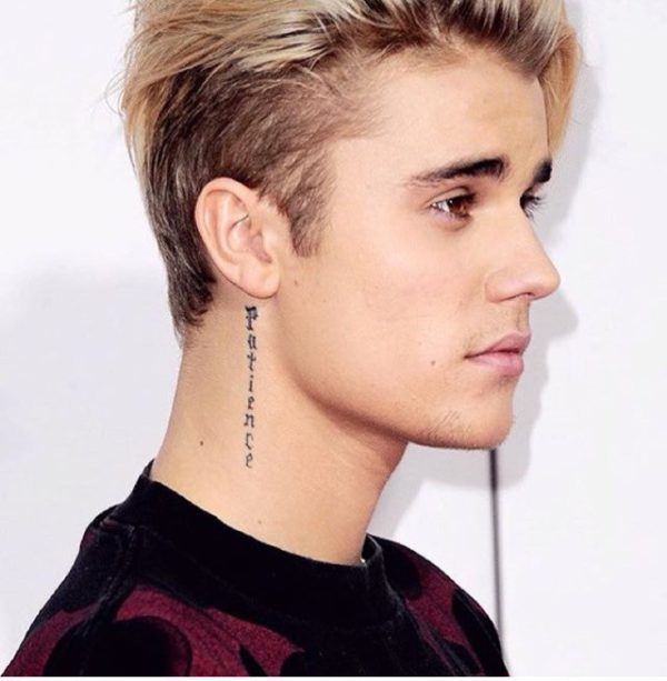 Justin Bieber Tattoo On Neck