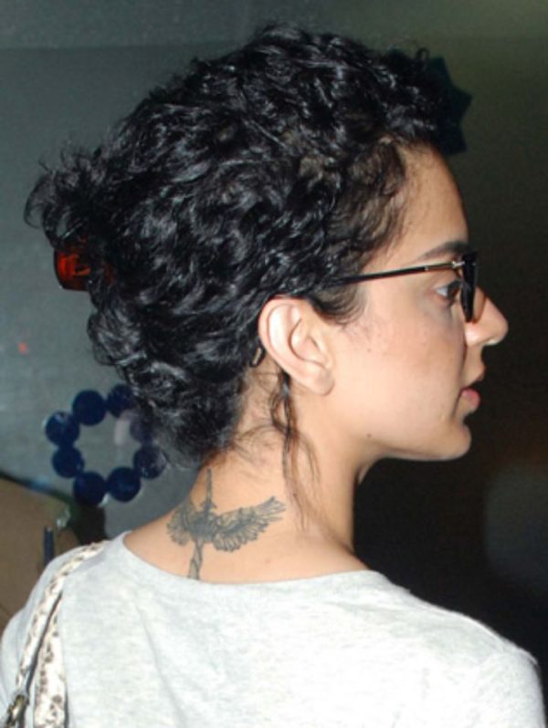 Kangana Ranaut Wings Tattoo On Neck 