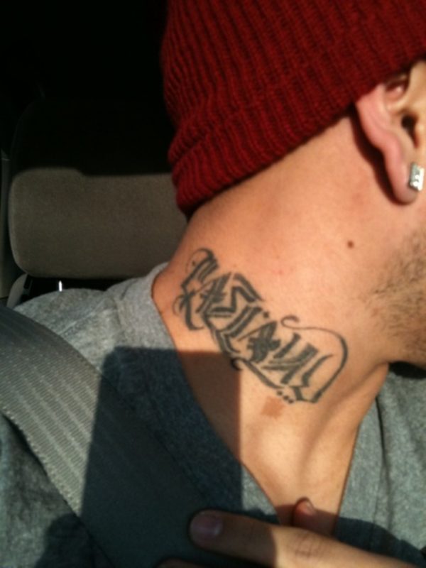 Kanji Name Tattoo On Neck