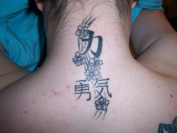 Kanji Neck Tattoo