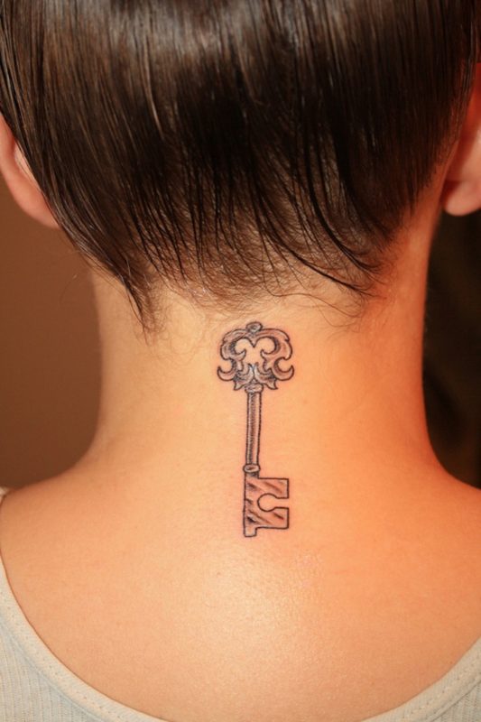 Key Neck Tattoo