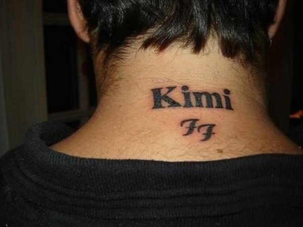 Kimi Word Tattoo On Neck