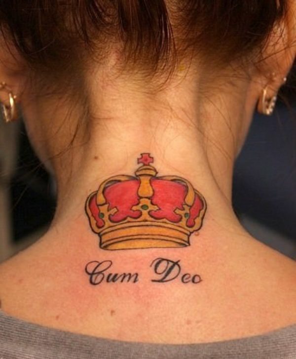 King Crown Neck Tattoo