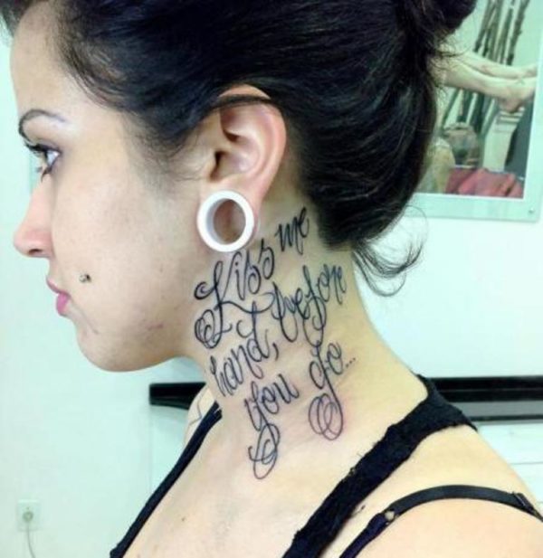 Kiss Letter Tattoo On Neck