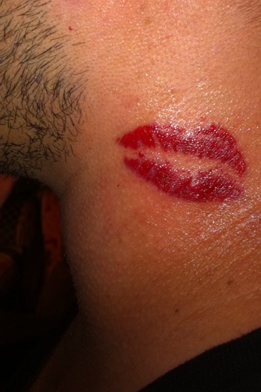 Kiss Mark Tattoo On Neck