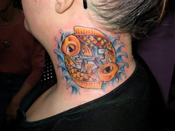 Koi Fish Tattoo On Neck