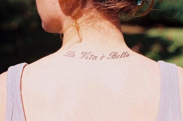 La Vita E Bella Lettering Tattoo