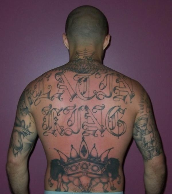 Large Gangster Tattoo On Neck