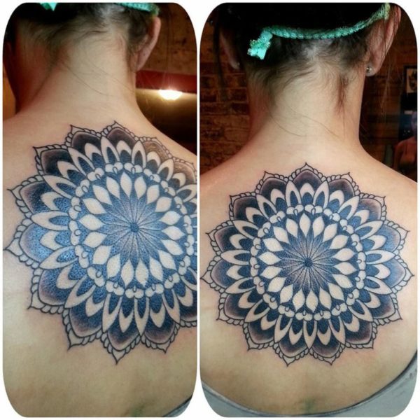 Large Mandala Tattoo On Back Neck