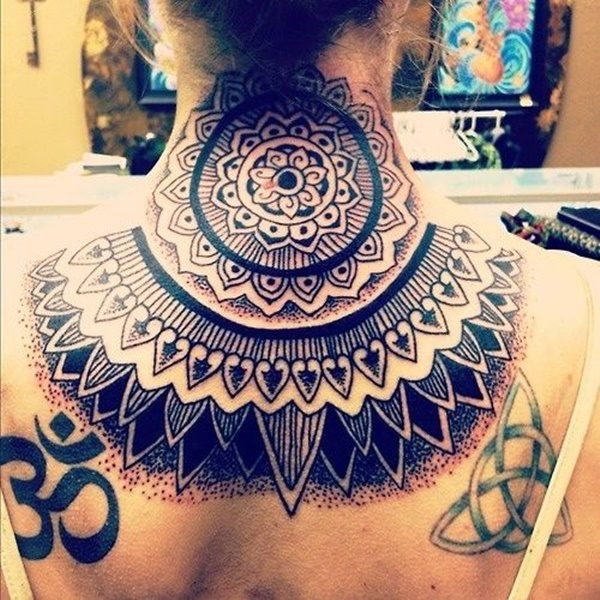 Large Mandala Tattoo On Neck