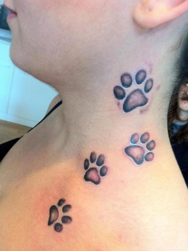 Large Paw Neck Tattoo