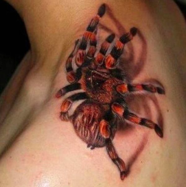 Large Spider Tattoo On Neck