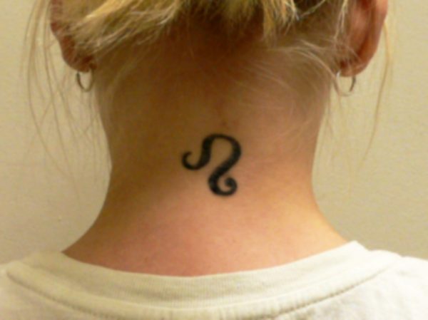 Leo Symbol Tattoo On Neck