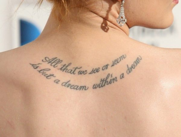 Lettering Back Neck Tattoo-