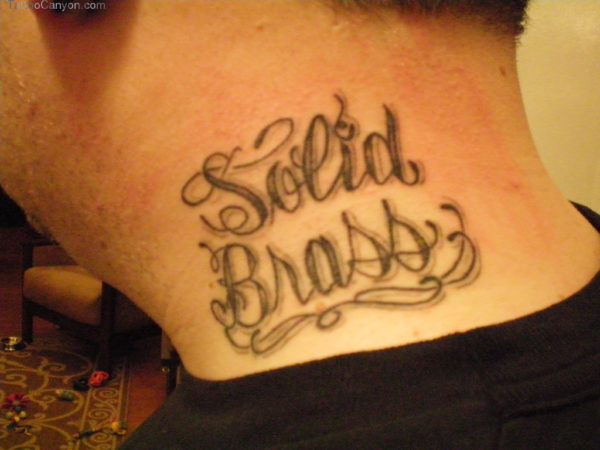 Lettering Neck Tattoo For Men