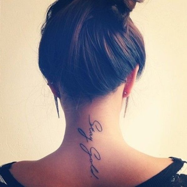 Lettering Neck Tattoo For Women