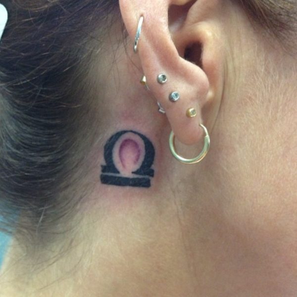 Libra Zodiac Sign Tattoo On Back Neck
