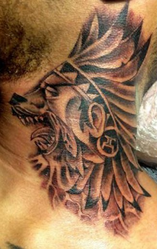 Lion King Tattoo On Neck