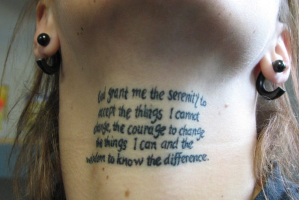 Literacy Army Tattoo On Neck