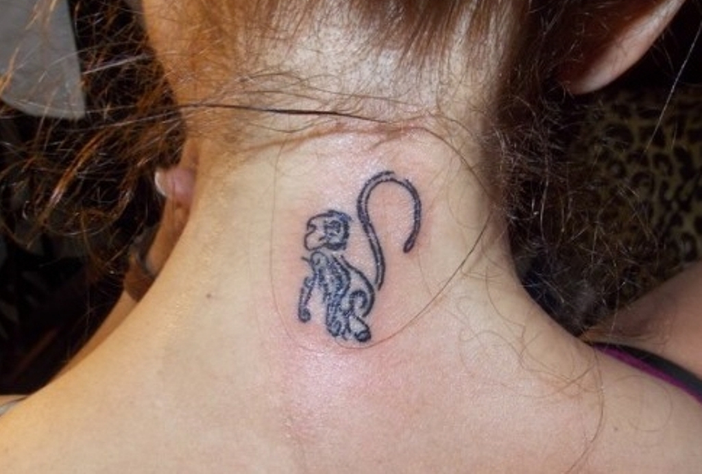 7 Colored Monkey Neck Tattoos