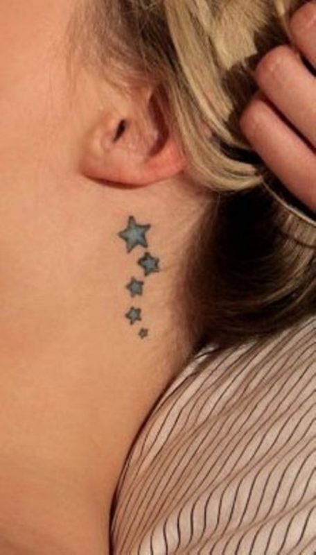 Little Stars Tattoo On Neck