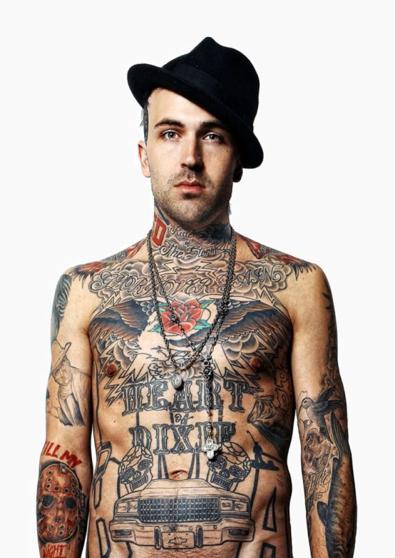 Love Design Tattoo On Yelawolf  Neck