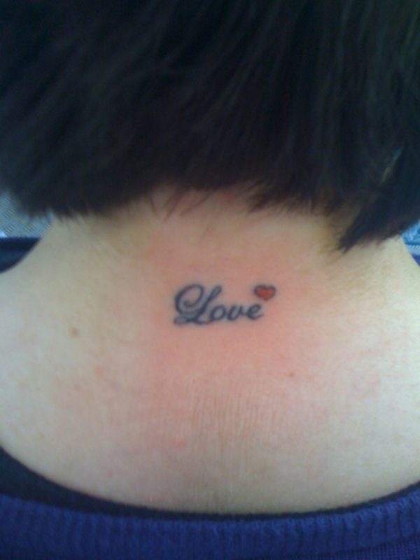 Love Heart Tattoo On Neck