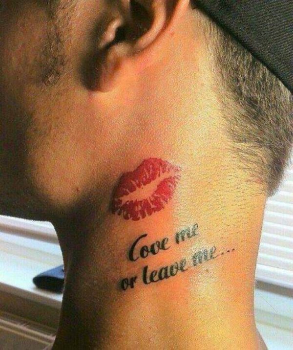 Love Kiss Tattoo On Neck
