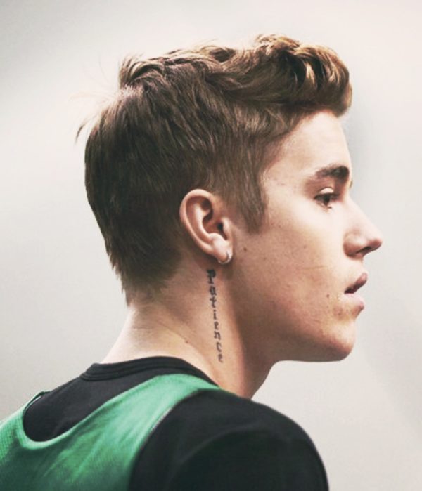 Lovely Bieber Neck Tattoo