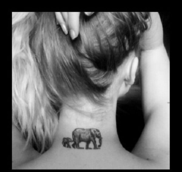 Lovely Elephant Tattoo On Neck