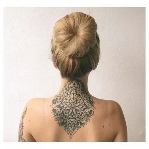 Lovely Mandala Neck Tattoo Design