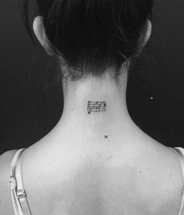 Lovely Music Tattoo On Neck