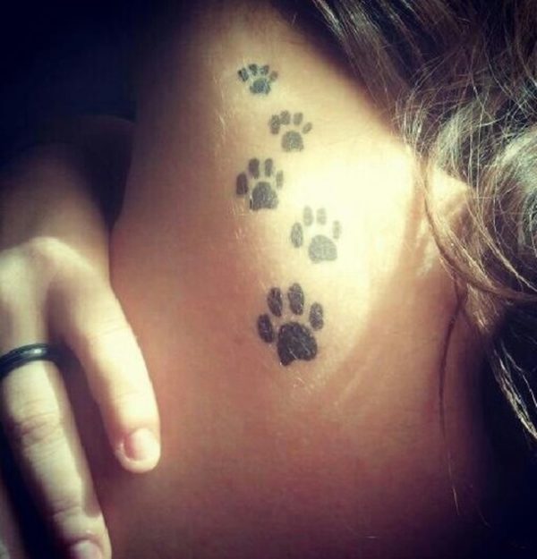 Lovely Paw Tattoo On Neck