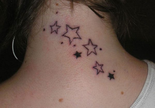 Lovely Stars Neck Tattoo Design