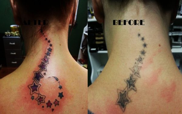 Lovely Stars Neck Tattoo