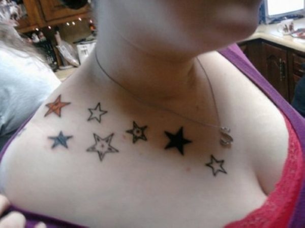 Lovely Stars Tattoo On Neck 