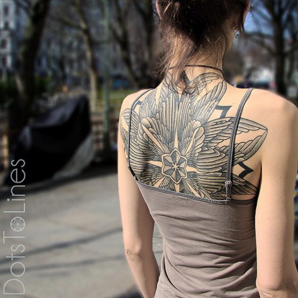 Mandala Back Neck Tattoo Design