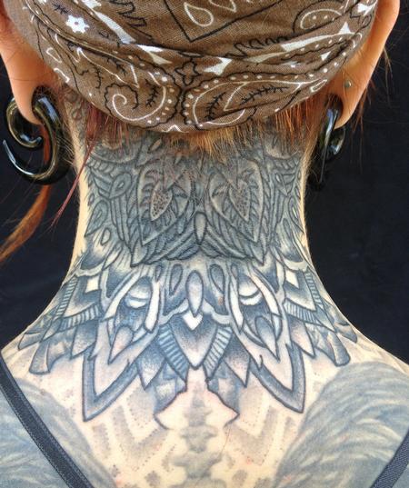 Mandala Tattoo On Full Back Neck