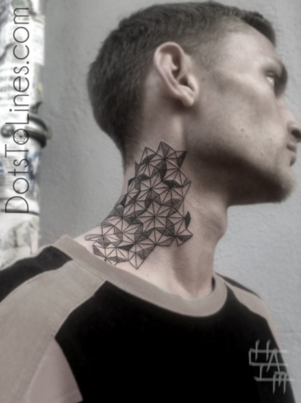 Mandala Tattoo On Right Side Neck