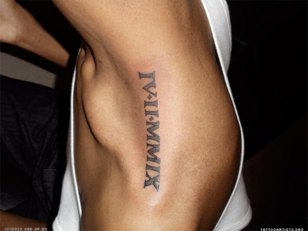 Marvelous  Roman Numeral Tattoo On Neck Side