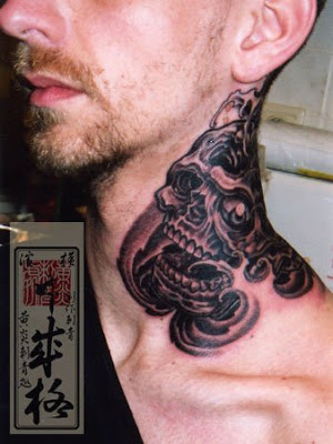 Marvelous Tribal Tattoo On Neck