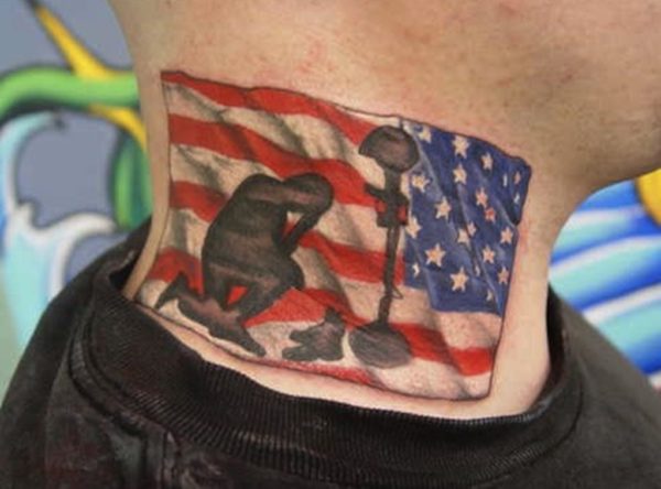 Military Tattoo Design On Neck