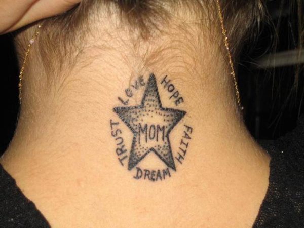 Mother Love Tattoo On Neck