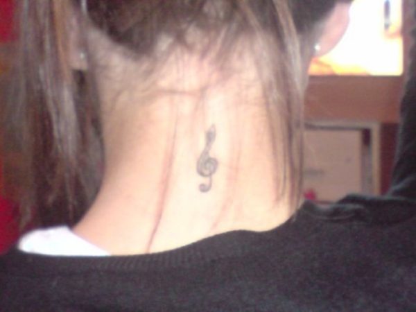 Music Tattoo On Back Neck