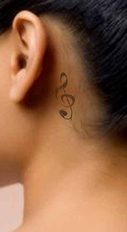 Music Neck Tattoo Behind Ear